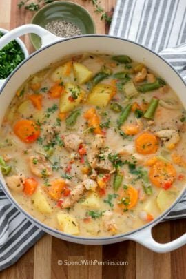 Overhead shot of Chicken Stew in a pot