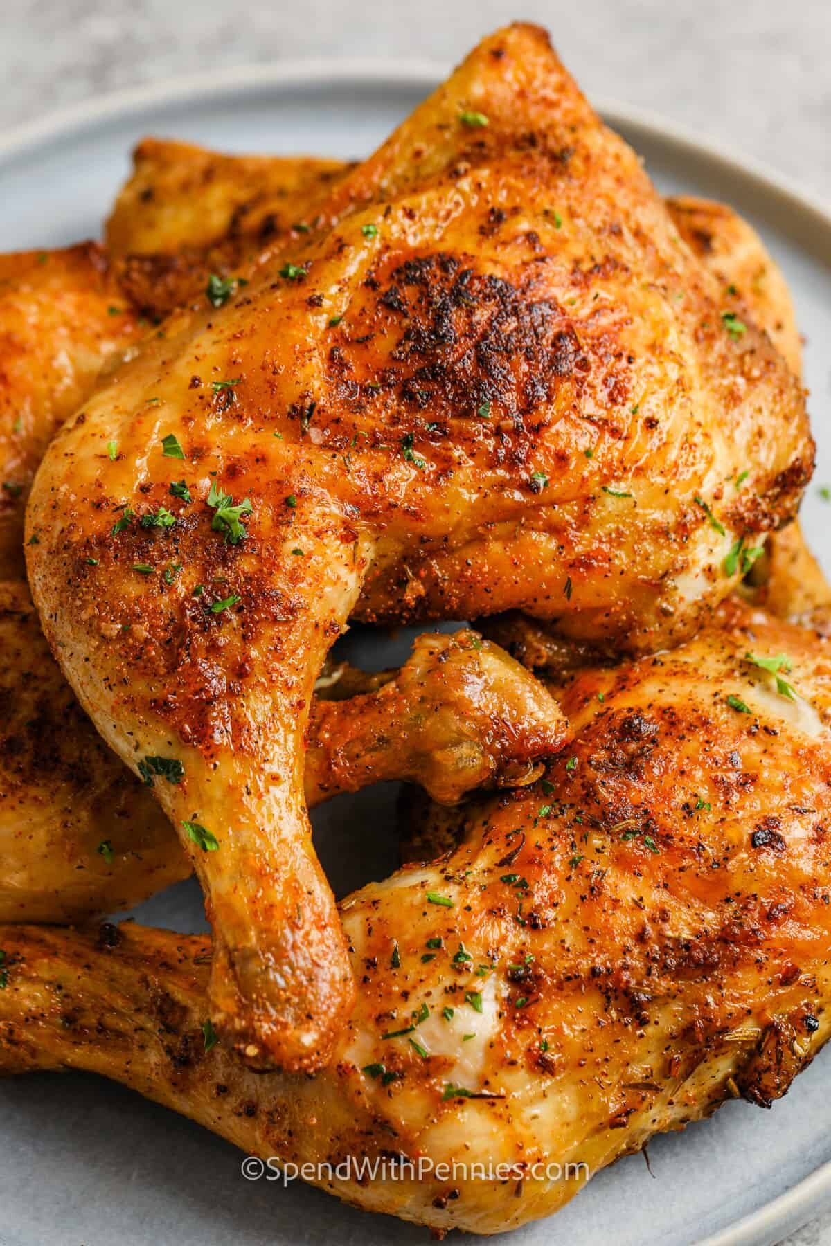 plated Air Fryer Chicken Legs