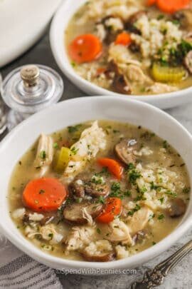 bowls of Chicken Mushroom Soup