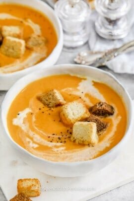 Sweet Potato Soup with croutons