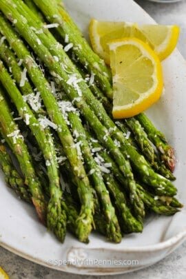 close up of Lemon Asparagus on a plate