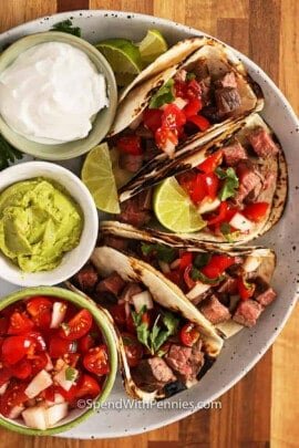 plated Steak Tacos