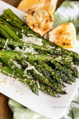 Easy Grilled Asparagus (with Parmesan) on a plate