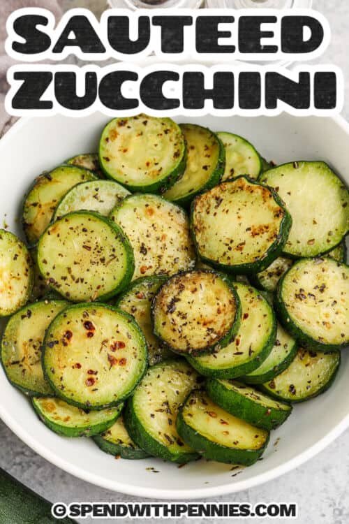 plated Sauteed Zucchini with a title